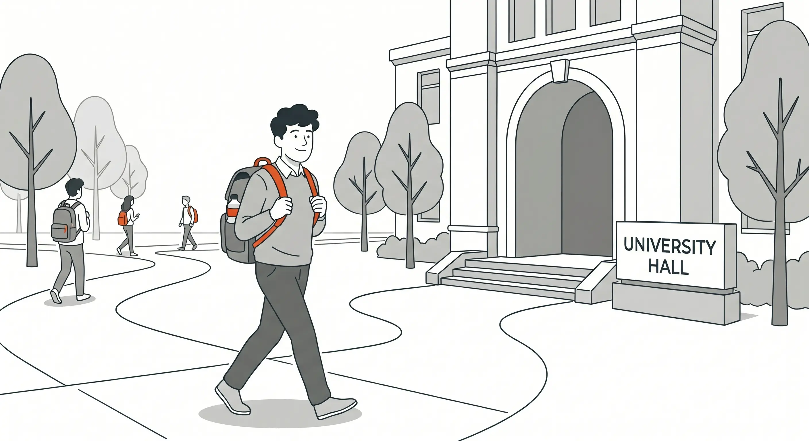 Student going to class illustration